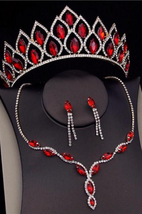 Bridal Jewelry Sets For Women Fashion Tiaras Wedding Dress Crown Necklaces Earring Set Bride Jewelrry Accessories Je66