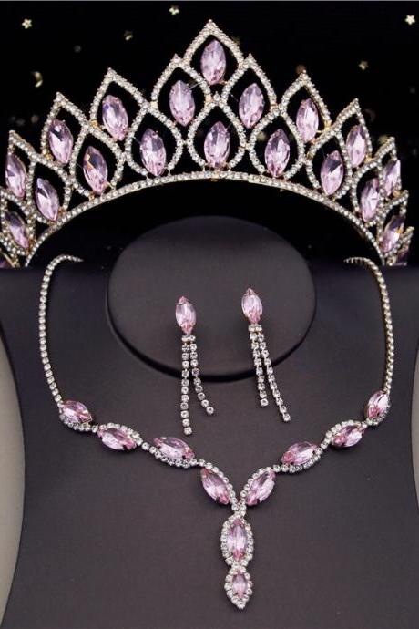 Bridal Jewelry Sets For Women Fashion Tiaras Wedding Dress Crown Necklaces Earring Set Bride Jewelrry Accessories Je67