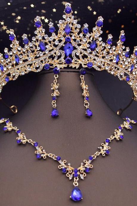 Bridal Jewelry Sets For Women Choker Necklace Sets With Tiaras Je73