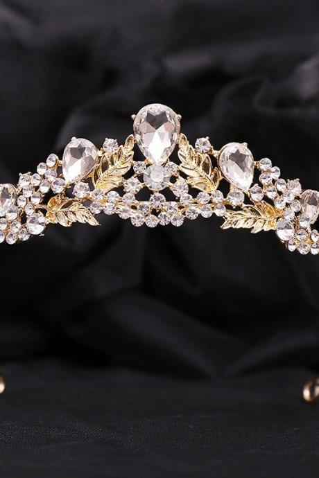 Forest Bride Crown Princess Rhinestone Crystal Flower Tiaras Bridal Diadem For Wedding Dress Hair Jewelry Accessories Je108