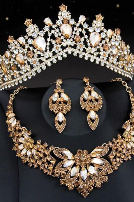 Bridal Jewelry Sets And Wedding Crown Tiaras Bride Necklace Earring Je131