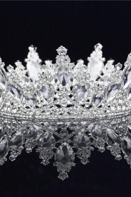 Crystal Tiaras And Crowns Headdress Banquet Wedding Hair Jewelry Round Diadem Fashion Hair Ornament Je142