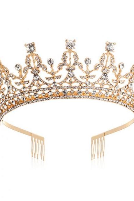 Baroque Rhinestone Queen Bride Crown Headdress Round Combs Diadem Bridal Tiaras Crowns Jewelry Prom Wedding Hair Accessories Je150