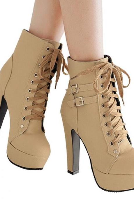 Ankle Boots Women Platform High Heels Female Autumn Women&amp;#039;s Shoes Winter Woman Short Boot Ladies Footwear H276
