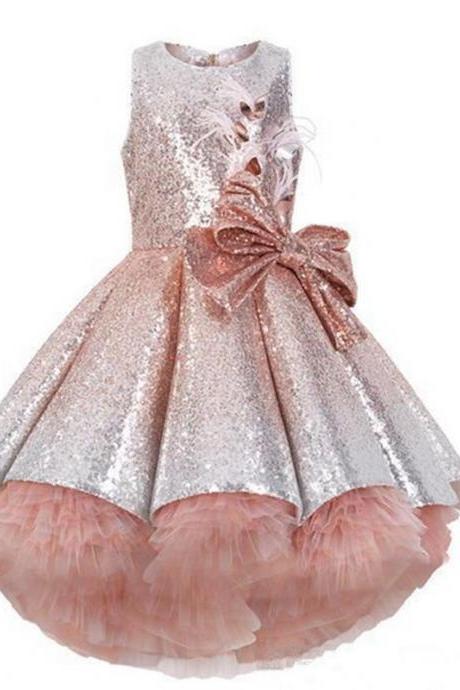 Pink Flower Girl Dresses Tiered Tulle Kids Princess Skirt Wedding Party Clothing First Communion Gown Baby Gown Custom Fk44