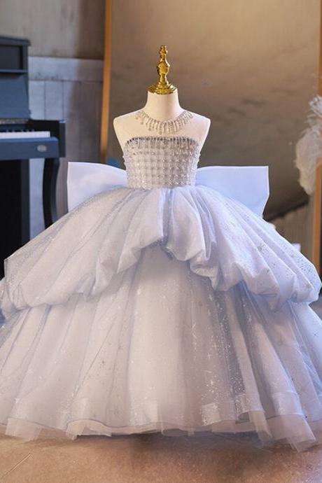 Luxury Flower Girl Dresses Hand Made Ball Gown For Weddings Tulle Princess First Communion Party Pageant Clothes For Kids Fk63
