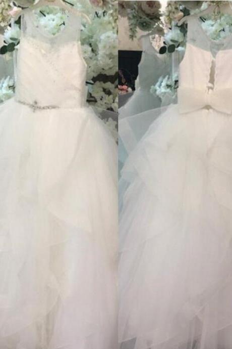 Flower Girl Dresses For Weddings Tulle Princess Lace Sleeveless Holy First Communion Gowns Party Fk89