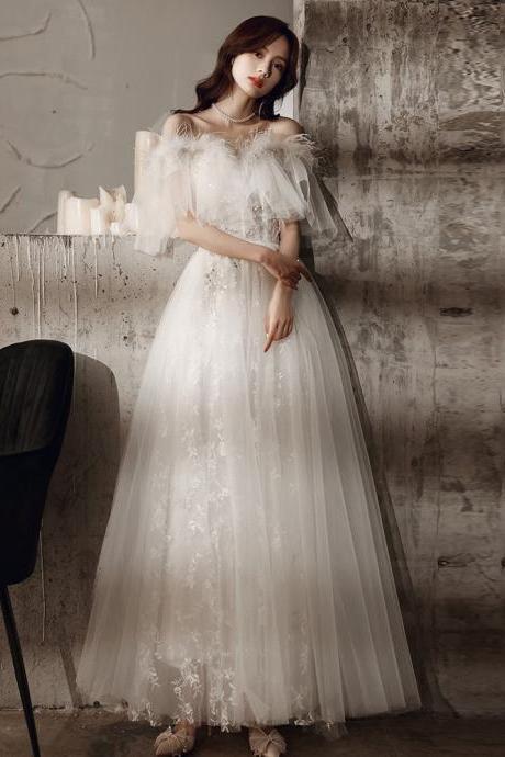 White Feather Evening Dress Prom Dress Sa821