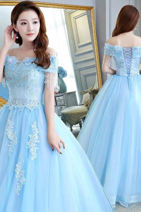 One Shoulder Ball Gown Full Length Prom Dress Evening Dress Sa824