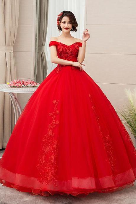 Off The Shoulder Full Length Applique Prom Dress Evening Dress Sa835