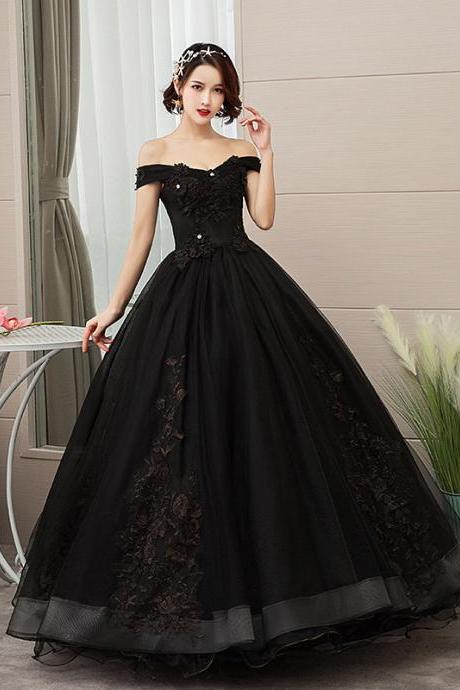 Off The Shoulder Full Length Applique Prom Dress Evening Dress Sa836