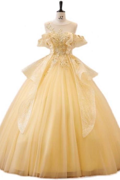 Yellow Ball Gown Prom Dress Evening Dress Sa851