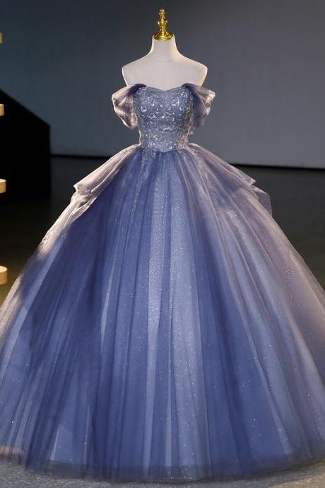 Blue Floor Length Prom Dress Handmade Custom Evening Dress Sa853