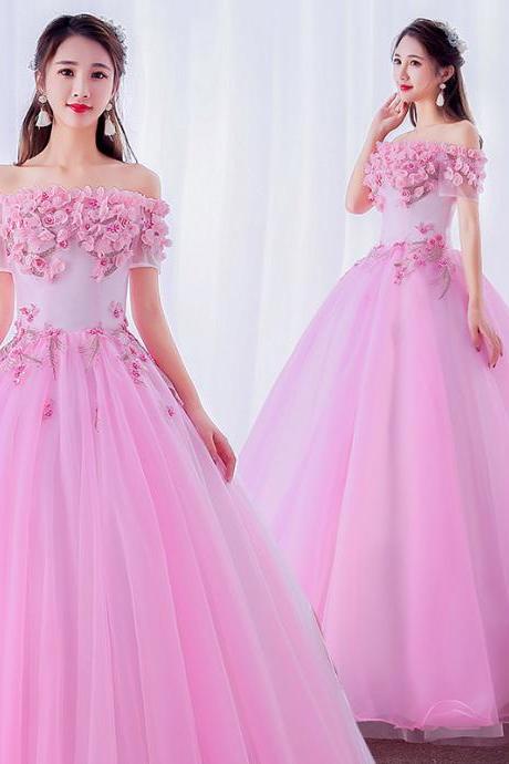 Off The Shoulder Ball Gown Prom Dress,hand Made Custom Evening Dress Sa856