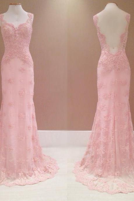 Sheath Prom Dress Party Dress Blush Pink Evening Gowns Lace Prom Gowns Sa857