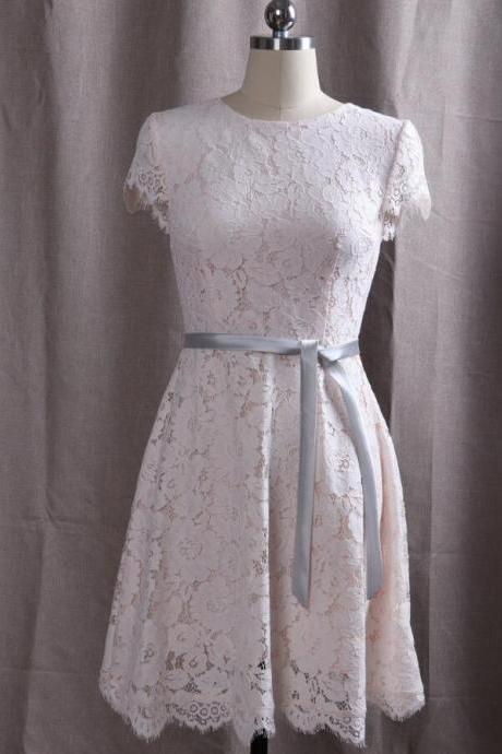 Elegant Cap Sleeves Lace Formal Prom Dress, Beautiful Prom Dress Sa887