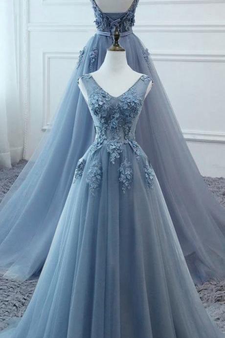 Blue Beautiful Long Prom Dress, Evening Party Dress Sa894