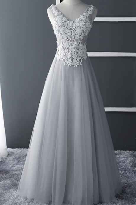 Charming V Neckline Tulle Formal Prom Dress, Beautiful Long Prom Dress Sa916