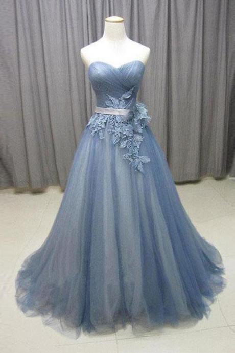 Sweetheart A-line Lace Appliques Tulle Evening Dress ,formal Party Dress,prom Long Dress Sa917