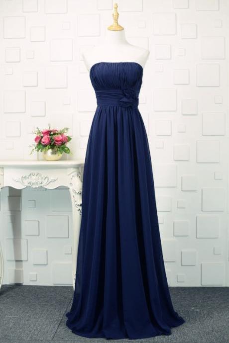 Navy Blue Sweetheart A-line Off The Shoulder Chiffon Formal Prom Dress Sa941