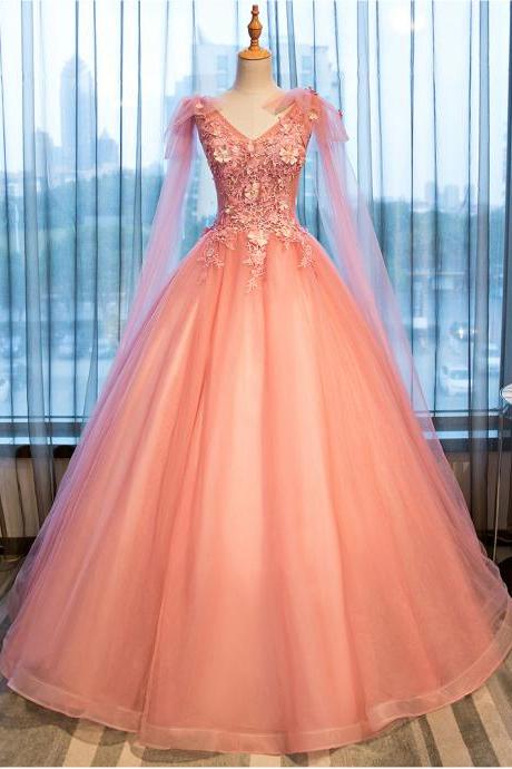 Pink Sweetheart A-line Lace Tulle Formal Prom Dress, Beautiful Long Prom Dress Sa951