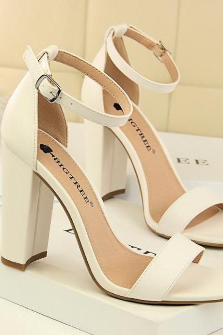 Women's Simple Thick And Sexy Nightclub Strap Heels