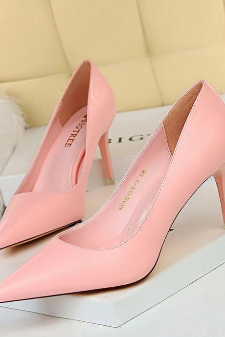 Simple And Versatile Women's Shoes, Stiletto Heels, Shallow Mouth, Pointed Toe, Professional Ol Slimming Women's Shoes