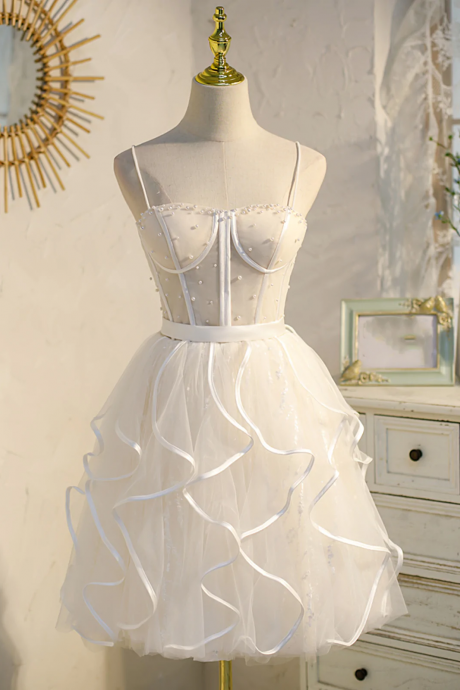 Short Beading White Prom Evening Dresses Short White Lace Formal Homecoming Dresses Sa987
