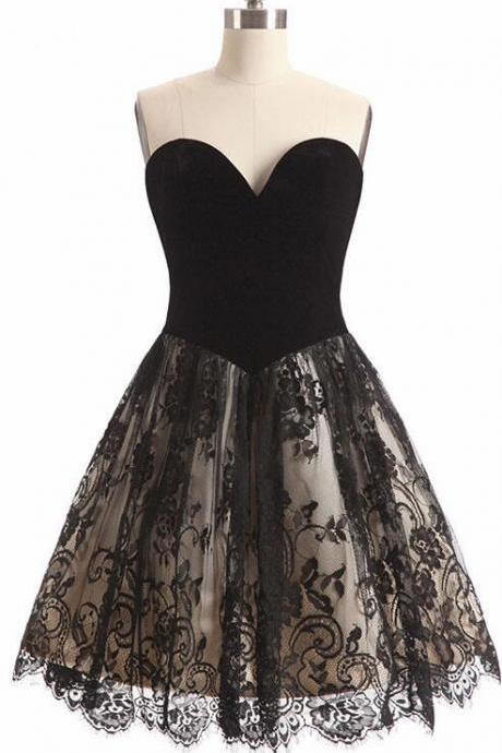Sexy A Line Black Lace Short Homecoming Dress Mini Women Party Prom Gowns Sa1013