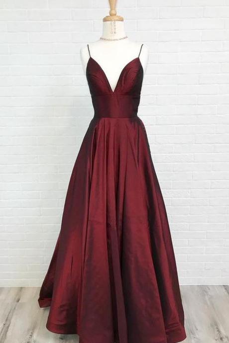 Wine Red Simple Long Prom Dresses Formal Evening Party Dress Wedding Party Dresses Sa1031