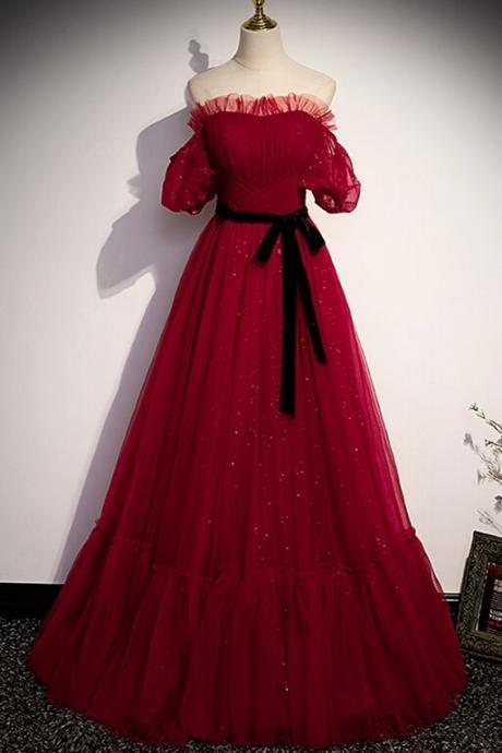 Red Off The Shoulder Full Length Evening Dress Long Formal Prom Gown Sa1039