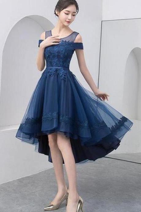 Navy Blue High Low Homecoming Dress Short Party Prom Dress Sa1052
