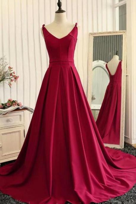 Long Evening Gown, Red Prom Dress Sa1061