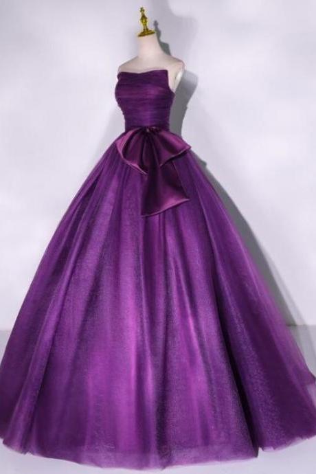 Scoop Tulle Ball Gown Formal Prom Dresses, Purple Sweet 16 Dresses Sa1089