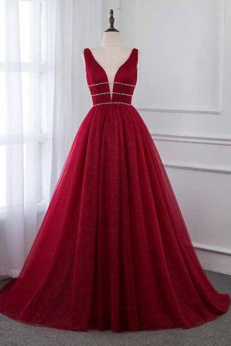 Burgundy Prom Dress Formal Dress Evening Dress Pageant Dance Dresses Sa1101