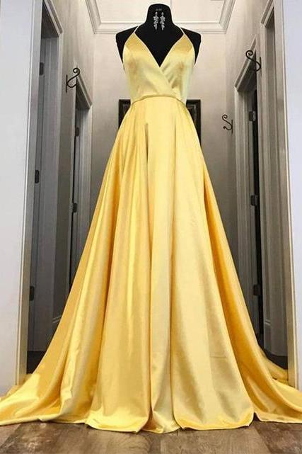 Yellow Simple Prom Dress Long Formal Ball Dress Evening Dress Sa1109
