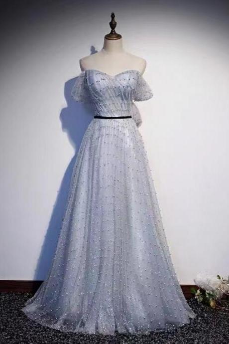 Off Shoulder Evening Dress Heavy Hand-beaded Dress Light Luxury Prom Dress Sa1110