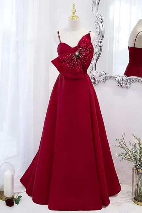 Red Dress Halter Prom Dress Cute Bowknot Evening Dress Sa1111