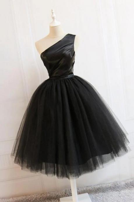 Black One Shoulder Short Wedding Party Prom Dresses Formal Dresses Sa1175
