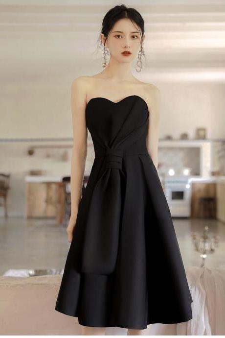 Strapless Dress, Light Luxury, Lady Evening Dress,formal Dress, Temperament Black Birthday Dress Sa1269