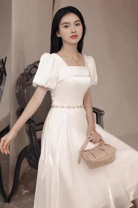 White Lady Dress,short Sleeve Formal Dress, Daily Dress,custom Made Sa1279