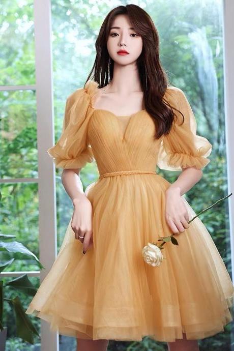 Yellow Birthday Dress,formal Dress, Party Princess Bridesmaid Dress,custom Made Sa1287