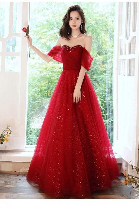 Red Formal Dress, Fairy Off Shoulder Prom Dress,hand Made Custom Made Sa1296