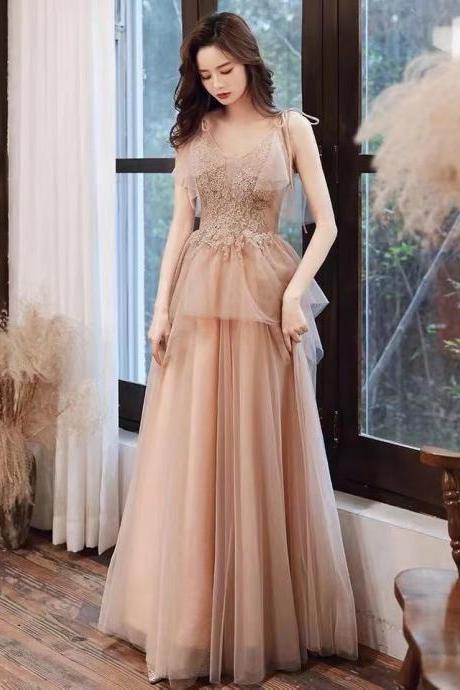Spaghetti Strap Evening Dress,pink Formal Dress, Sexy Blush Pink Prom Dress Sa1298