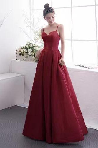 Spaghetti Strap Evening Dress,red Formal Dress,hand Made Shiny Party Dress Sa1304