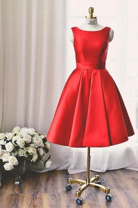 High Quality Bateau Red Short Formal Dress,homecoming Dress Bowknot,prom Dress, Sa1325