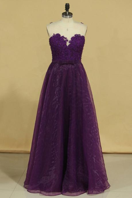 Prom Dresses Scoop A Line With Sash And Applique Formal Dress Custom Made Sa1326