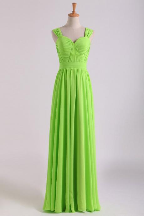 Green Prom Dresses Off The Shoulder A Line Chiffon Floor Length With Ruffles Formal Dress Sa1326