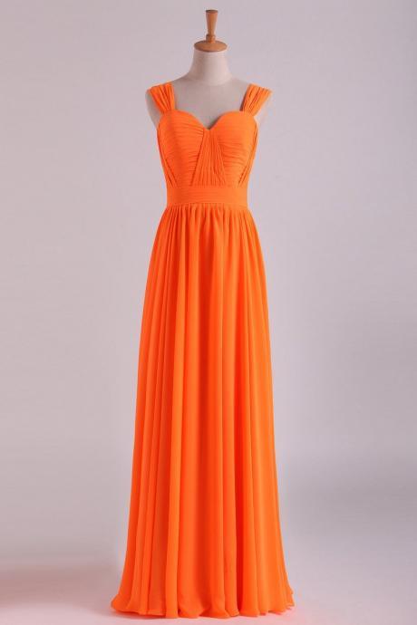 Orange Prom Dresses Off The Shoulder A Line Chiffon Floor Length With Ruffles Formal Dress Sa1326