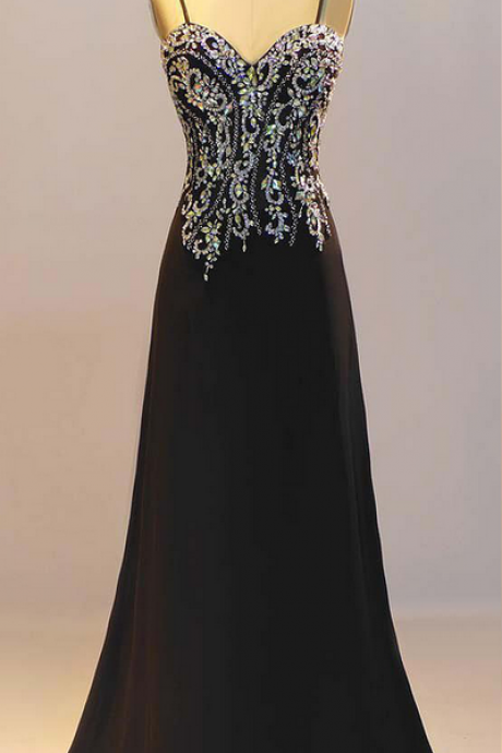 Applique Prom Dress Sexy Spaghetti Straps Evening Dresses Beaded Prom Dress Formal Dress Sa1326